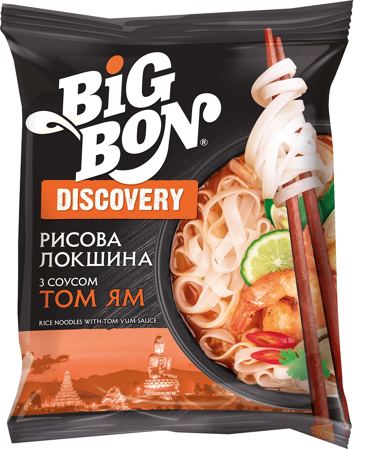 Локшина рисова з соусом Том Ям Big Bon 65 г Discovery – Цена. Фото. Описание